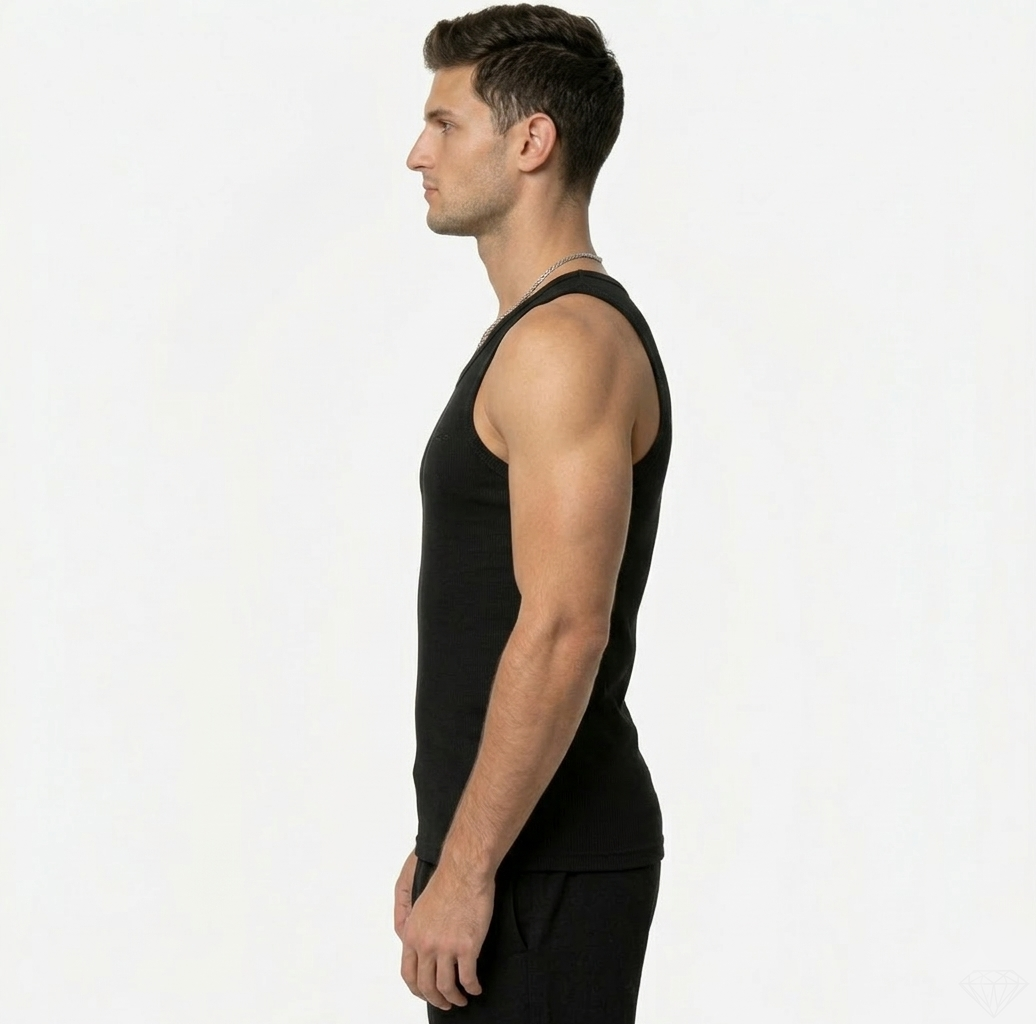 Tank Tops Herren | 100% Baumwolle | 2 Paar Schwarz