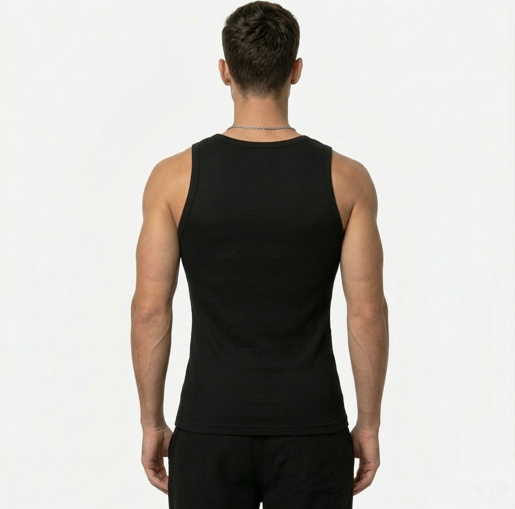 Tank Tops Herren | 100% Baumwolle | 2 Paar Schwarz