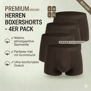 Boxershorts Herren | Aus gekämmter Baumwolle | 4 Pack Braun