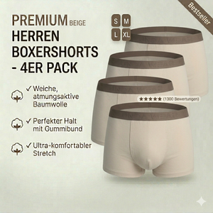 Boxershorts Herren | Aus gekämmter Baumwolle | 4 Pack Beige