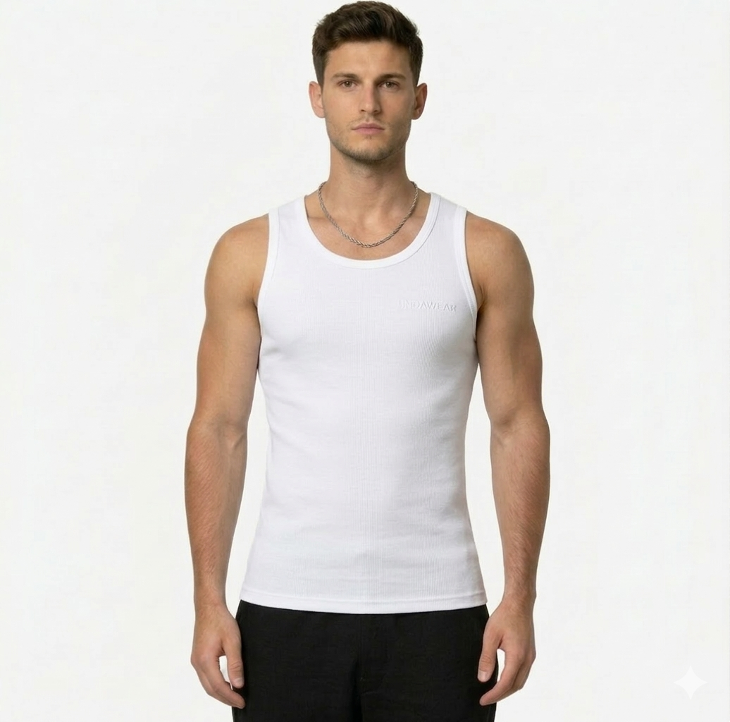 Tank Tops Herren | 100% Baumwolle | 2 Paar Weiß