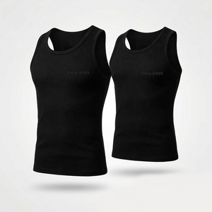 Tank Tops Herren | 100% Baumwolle | 2 Paar Schwarz